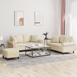 Maison Exclusive – 3-dielna sedacia súprava s vankúšmi, krémová umelá koža
