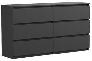 Komoda - 119x77x34 cm - čierna matná - 6 zásuviek - priestranná - stabilná - jednoduchá montáž