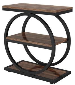 3-poschodový odkladací stolík HOGA-JW0766, 60 × 30 × 65 cm, čierno-hnedý