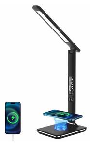 Immax 08965L-LED Stmievateľná lampa s bezdr. nabíjaním KINGFISHER 8,5W/230V čierna