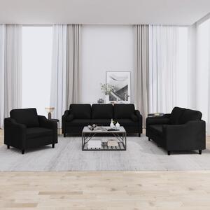 Maison Exclusive – 3-dielna sedacia súprava s vankúšmi, čierna látka