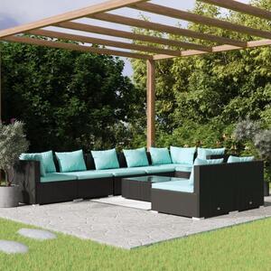 Maison Exclusive – 9-dielna záhradná súprava s vankúšmi, čierna, polyratan