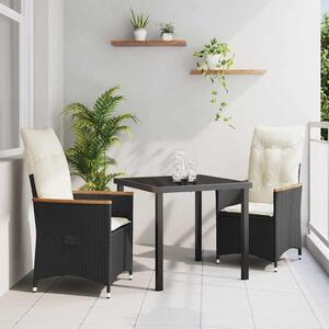 Maison Exclusive – Záhradná jedálenská súprava, 3 kusy, čierna, umelý ratan