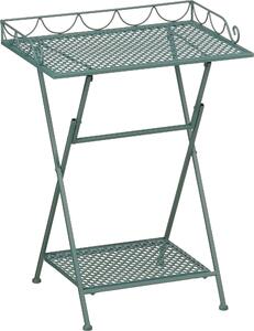 Mica Decorations Marseille balkónový stolík – polička na rastliny – 50 x 38 x 68 cm – odkladací stolík – odolný voči poveternostným vplyvom – balkónový nábytok – zelený