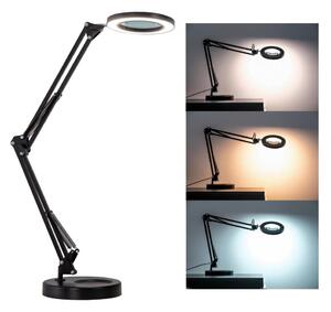 Brilagi - LED Stmievateľná stolná lampa s lupou LED/12W/5V 3000/4200/6000K čierna