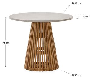 MUZZA Záhradný jedálenský stôl faluca Ø 90 cm sivý/prírodný