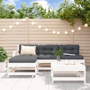 Maison Exclusive - 5-dielna záhradná sedacia súprava s vankúšmi biela teak