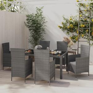 Maison Exclusive – 7-dielna záhradná jedálenská súprava s vankúšmi Poly Rattan Grey