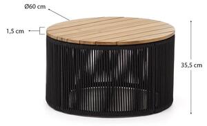 MUZZA Záhradný odkladací stolík dara Ø 60 cm čierny