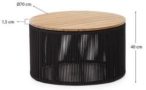 MUZZA Záhradný odkladací stolík dara Ø 70 cm čierny