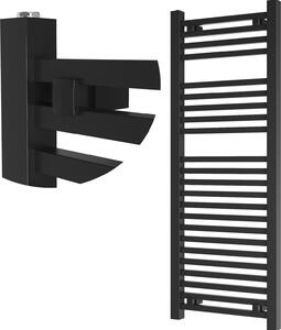 Granitan | Kúpeľňový radiátor Bergen - 120x45 cm - čierny - moderný dizajn - praktický držiak na uteráky