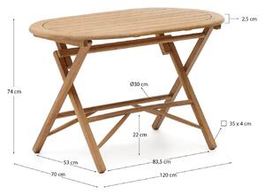 MUZZA Záhradný skladací stôl dara Ø 120 x 60 cm prírodný