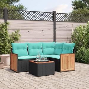 Maison Exclusive – 5-dielna záhradná súprava s vankúšmi, čierny polyratan