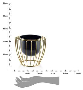 DekorStyle Kvetináč Swen 22 cm čierny/zlatý