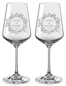 Svadobné poháre na víno Náš príbeh s kryštálmi 2 ks