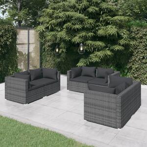Maison Exclusive – 6-dielna záhradná súprava s vankúšmi Poly Rattan Grey