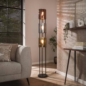 Stojacia lampa Lucente Tricolore, čierne, 3-pl., 175 cm, E27, Čierna, Obývacia izba / jedáleň, kov, Moderný, Stojaca lampa