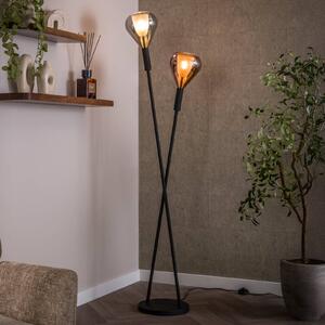 Stojacia lampa Wings, čierne/medené/chrómové, 2-pl., 175 cm, G9, Čierna, Obývacia izba / jedáleň, Sklo, Moderný, Stojaca lampa