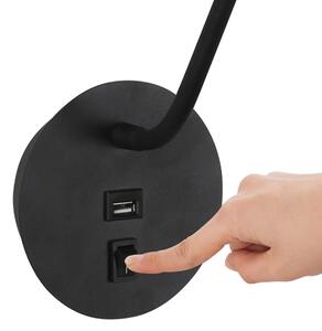 Brilagi - LED Flexibilná nástenná lampa s USB portom MAYA LED/3W/230V čierna