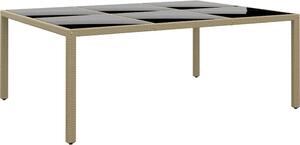 Maison Exclusive – Záhradný stôl 200 x 150 x 75 cm, tvrdené sklo a poly ratan, béžová farba