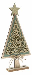 Drevený vianočný stromček Ornamente zelená, 11 x 23 x 4 cm