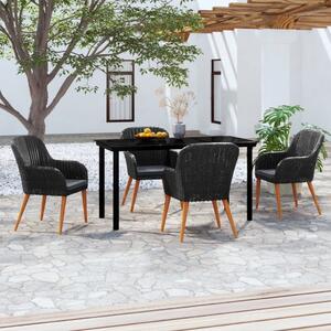 Maison Exclusive – 5-dielna záhradná jedálenská súprava s vankúšmi, čierna