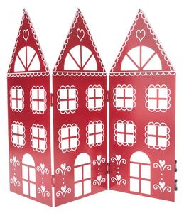 Vianočná kovová dekorácia Three houses červená, 68 x 39 x 2,5 cm