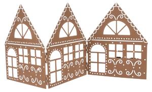 Vianočná kovová dekorácia Three houses hnedá, 50 x 20 x 2,5 cm