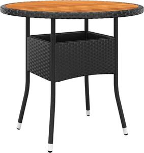 Maison Exclusive – Záhradný stôl Ø 80 x 75 cm z akátového dreva a čierneho polyrotangu