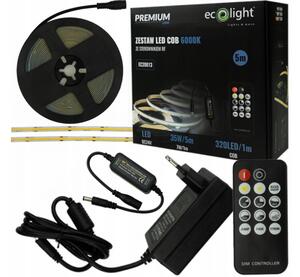 ECOLIGHT COB LED pásik 35W - 24V - 320 - 5M - 6000k - studená farba + diaľkový ovládač