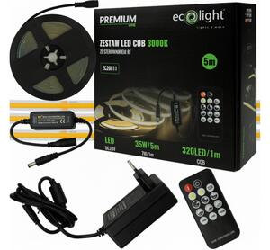 ECOLIGHT COB LED pásik 35W - 24V - 320 - 5M - 3000k - teplá biela + diaľkový ovládač
