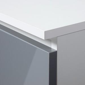 Ak furniture Rohový písací stôl B20 biely/sivý ľavý