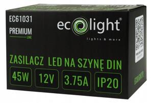 ECOLIGHT Napájanie na DIN lištu - 12V 45W 3,75A pre IP20 PREMIUM LED pásik