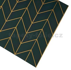 3D panel 0069, cena za kus, rozmer 50 cm x 50 cm, GLAMOUR 3 smaragdový so zlatými kontúrami, IMPOL TRADE