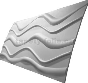 3D panel 0075, cena za kus, rozmer 100 cm x 50 cm, WAVE III biely, IMPOL TRADE