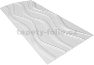 3D panel 0075, cena za kus, rozmer 100 cm x 50 cm, WAVE III biely, IMPOL TRADE
