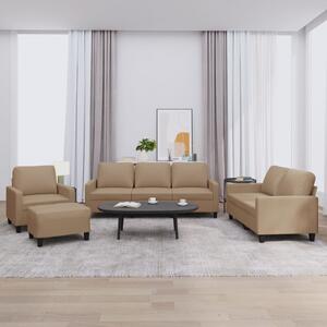 Maison Exclusive – 4-dielna sedacia súprava s vankúšmi v odtieni cappuccino-hnedá, z umelej kože