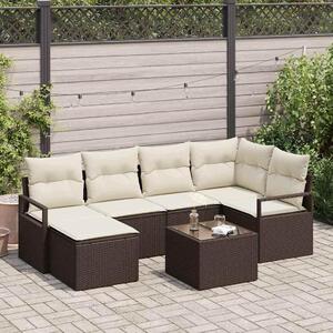 Maison Exclusive – Sedacia súprava, 7 kusov, hnedá [syntetický materiál]: polyratan