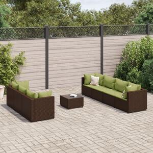 Maison Exclusive - 8-dielna záhradná sedacia súprava s podložkami hnedá polyratan