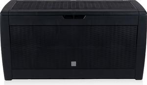 Lifetime Záhradný úložný box s vekom Záhradný box s kolieskami - Plastová záhradná skriňa 310L - Vodotesný box na vankúše 119x48x60cm - Vodotesný záhradný box na vankúše - Čierny