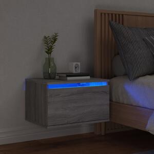 Nástenná nočná skrinka s LED osvetlením sivá sonoma