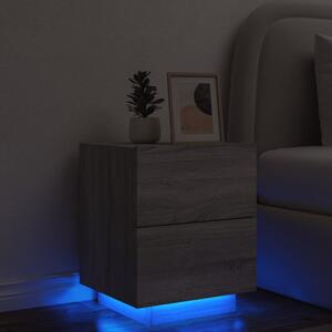 Nočný stolík s LED svetlami sivý dub sonoma kompozitné drevo