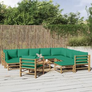 Maison Exclusive – 12-dielna záhradná súprava s zelenými bambusovými vankúšmi
