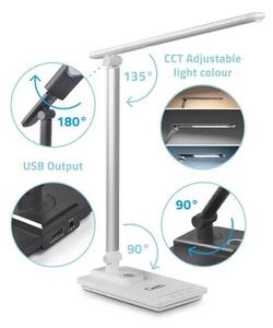 LED Stmievateľná stolná lampa s USB LED/9W/230V 3000K/4000K/5500K biela