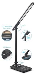 LED Stmievateľná stolná lampa s USB LED/9W/230V 3000K/4000K/5500K čierna