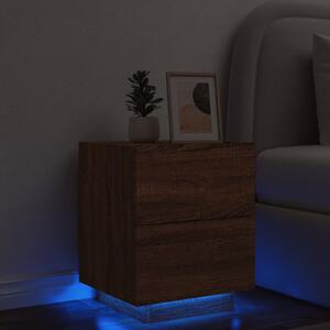 Nočný stolík s LED svetlami hnedý dub kompozitné drevo