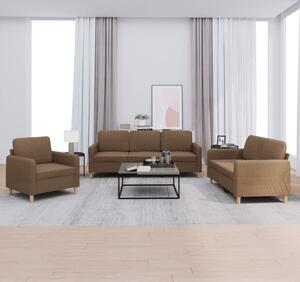 Maison Exclusive – 3-dielna sedacia súprava s vankúšmi, hnedá látka