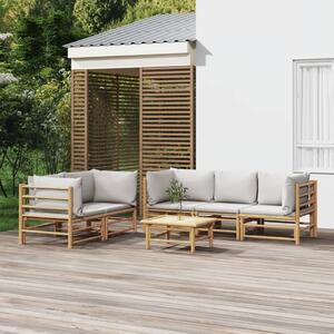 Maison Exclusive – 6-dielna záhradná súprava s svetlosivými vankúšmi z bambusu