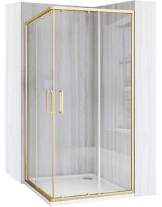 Rea City, sprchovací kút s posuvnými dverami 90(dvere) x 90(dvere) x 190 cm, zlatý matný profil + čierna sprchová vanička Savoy, KPL-K6445