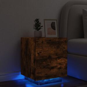 Nočný stolík s LED svetlami dymový dub kompozitné drevo